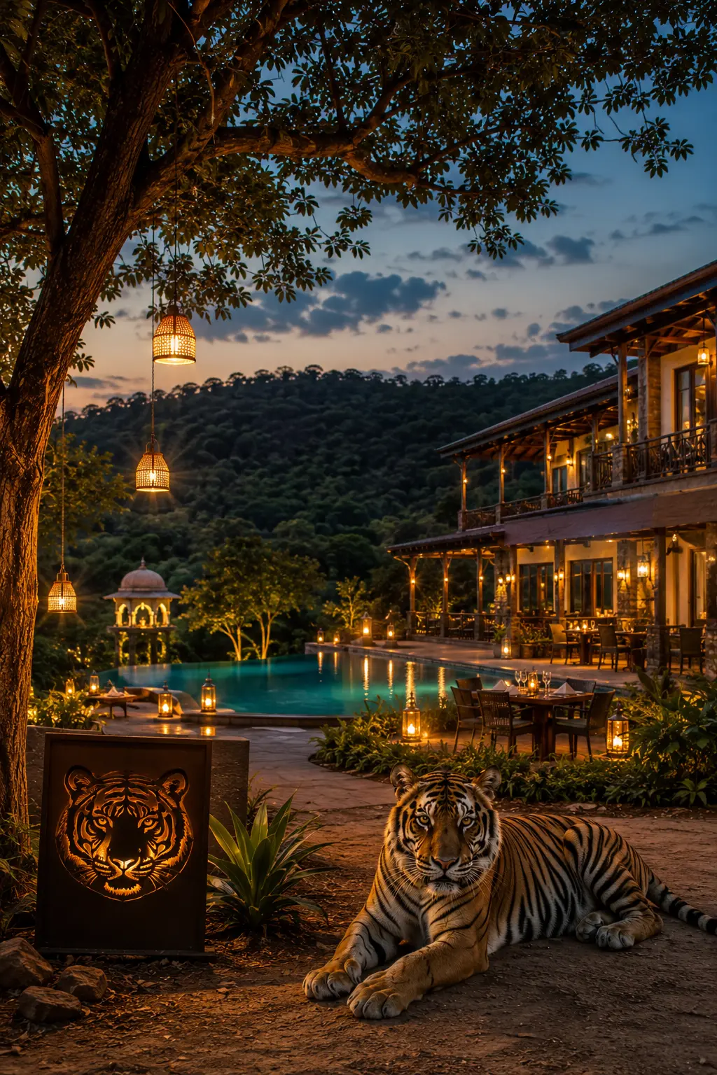 Luxury cottage veranda overlooking the jungle
