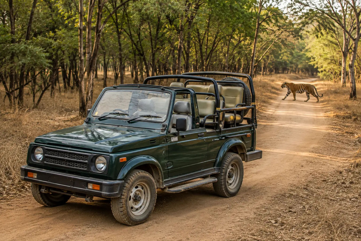 Open jeep safari vehicle in Ranthambore National Park